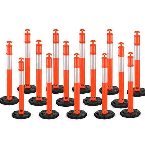 Miniatura 15 de BATTIFE Poste delineador de 45 pulgadas con base, conos de delineador de tráfico naranja con collar reflectante para práctica de conducción
