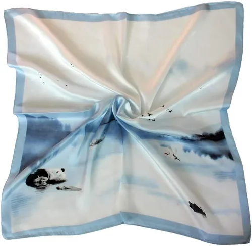 Miniatura 74 de Conjunto de bufanda de poliéster de gasa cuadrada de satén suave y grande para mujer, cuello de cabeza, multiuso, colores sólidos disponibles