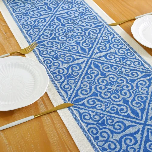Miniatura 3 de Camino de mesa auxiliar floral para sala de estar, cocina, casa de campo, camino de mesa de comedor con flecos, rectangular, resistente al calor