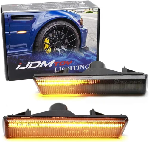 Miniatura 10 de iJDMTOY Luces indicadoras de intermitencia intermitentes con luz intermitente secuencial LED ámbar para lente semirransparente compatibles con BMW