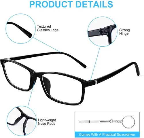 Miniatura 4 de URAQT Lentes de luz azul para mujeres y hombres, lentes de bloqueo de luz azul, lentes de lectura para computadora y juegos, lentes transparentes