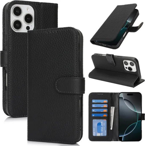 Miniatura 156 de Zouzt Funda para iPhone 11 de 6.1 pulgadas de piel auténtica con 4 ranuras para tarjetas, tarjetero con bloqueo RFID, tapa magnética, función atril