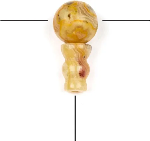 Miniatura 17 de Cherry Blossom Beads Piedra preciosa Mala Guru Bead – Turquesa africana – Tres agujeros 0.394 in redondo con torre de 0.276x0.394 in – Tres