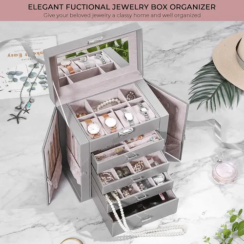 Miniatura 2 de ANWBROAD Joyero con cajones extraíbles para mujer organizador de joyas grande de diferentes maneras para todas tus joyas estuche de joyería