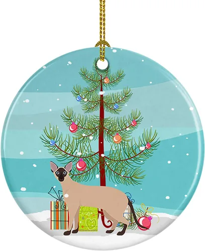 Miniatura 36 de Caroline's Treasures Adorno de cerámica con texto en inglés "Merry Christmas" para colgar en el árbol de Navidad, decoración para el hogar, Navidad