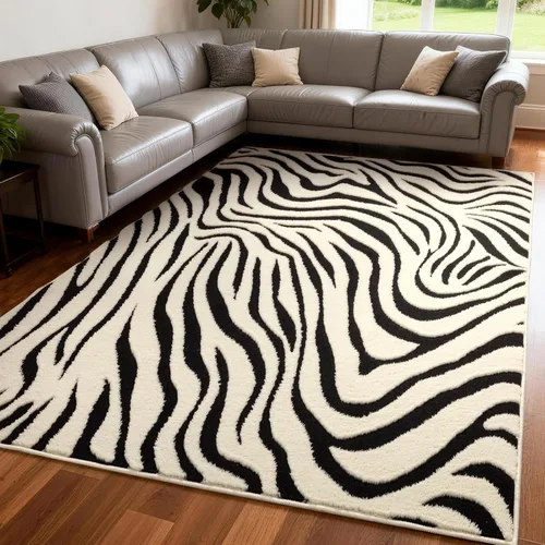 Miniatura 17 de YIHOUSE Alfombras de leopardo de 6 x 9 pies, alfombra suave de felpa lavable de pelo alto y bajo, antideslizante, no desprende pelusa, alfombra