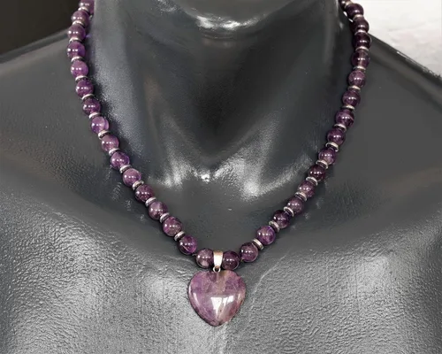 Miniatura 104 de Colgante de corazón de aventurina natural, Collar de cuentas de aventurina genuina, Collar de piedra verde, Collar de piedras preciosas, Cuentas