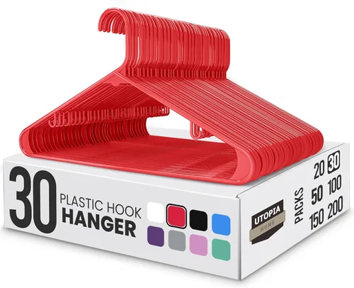 Miniatura 26 de Perchas de plástico Utopia Home estándar para hogar de color negro, perchas tubulares para la ropa, resistentes, finas y elegantes Blanco