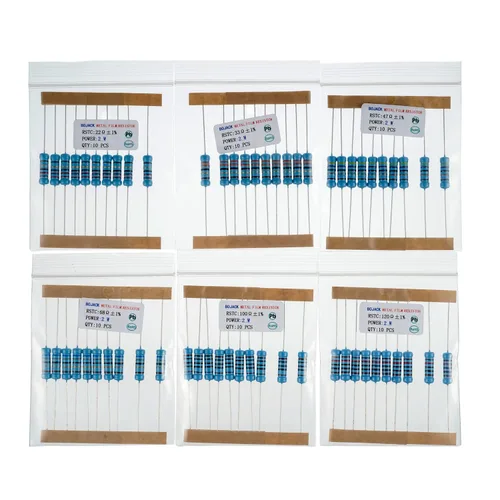 Miniatura 4 de BOJACK Kit de resistencia de 300 piezas de 30 valores de 1 ohmio - 1M Ohm con 1% de resistencia de película metálica de 2 W surtido