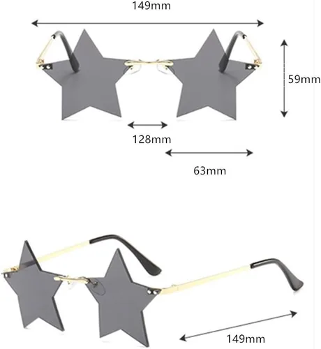 Miniatura 4 de ENTHYI Gafas de sol con forma de estrella sin montura para mujereshombres, para fiestas, personalidad, pentagrama