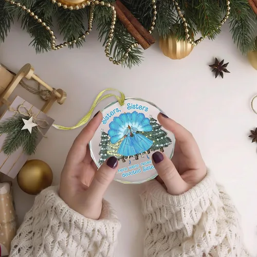 Miniatura 5 de GOSSBY Adorno de Hermana para Hermana, Mejor Amiga de Mujeres - Adorno de Navidad Blanco 2025 - Nunca Hubo Hermanas Tan Devotas - Decoración