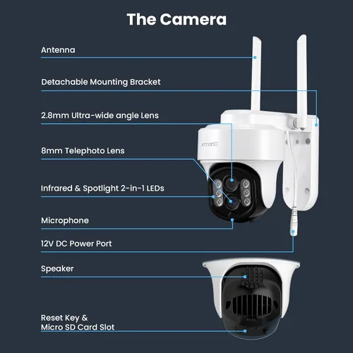 Miniatura 9 de xmartO Cámara de seguridad PTZ de doble lente con zoom de 10X, seguimiento automático de 2 K, sistema de seguridad PTZ inalámbrico HD