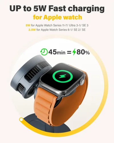 Miniatura 5 de Estación de carga inalámbrica 3 en 1 para soporte de cargador Apple MagSafe, cargador rápido Qi2 de 15 W para teléfono y reloj con refrigeración 15W