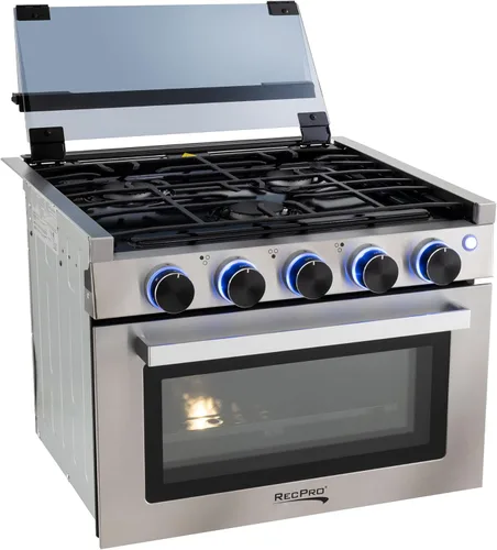 Miniatura 11 de Estufa RecPro RV Negra Rango de gas de 17" de alto Tres quemadores de 6500 y 8000 BTU Horno de 7100 BTU con capacidad de 1.24 pies cúbicos