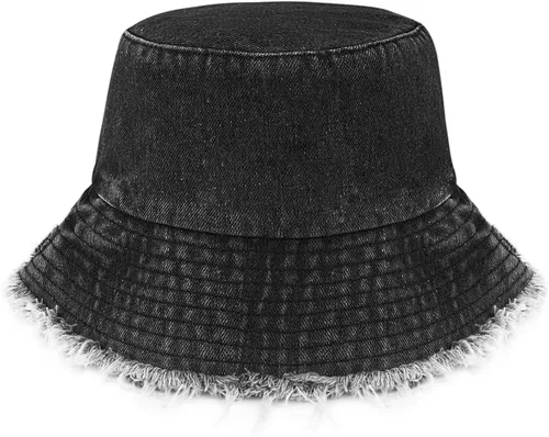 Miniatura 8 de MILAKOO Gorra unisex de pescador de mezclilla lavada para mujer, de ala ancha, ligera, plegable