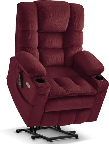 Miniatura 15 de MCombo Sillón Reclinable Grande con Triple Motor de Elevación Eléctrica con Masaje y Calefacción Doble, Reposacabezas Ajustable para Personas Café