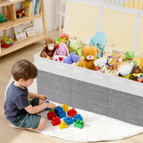 Miniatura 7 de Dayacoco - Caja de juguetes extragrande con tapas, plegable, resistente, organizador de almacenamiento de juguetes para niños y niñas, cesta Extra