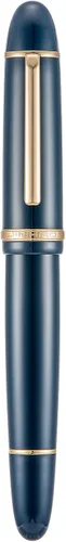 Miniatura 19 de Jinhao X159 Pluma estilográfica azul oscuro acrílica, tamaño 8 con punta fina, borde plateado, diseño clásico, pluma de escritura suave con Azul