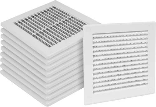 Miniatura 17 de Paquete de 2 cubiertas cuadradas de ventilación de aire de 4" x 4" (tamaño exterior) - Deflector de ventilación de plástico negro - Malla