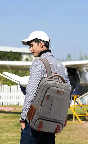 Miniatura 2 de Tzowla - Mochila de tela para portátil, mochila para hombres y mujeres, mochila para trabajo y viajes, compatible con portátil de 15.6 pulgadas