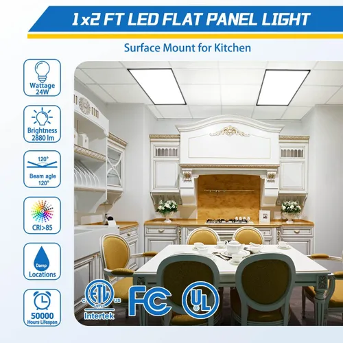 Miniatura 4 de Allsmartlife Luz LED plana de 1 x 2 pies, montaje en superficie, 24 W, 2880 lm, 5CCT, 3000K-6000K, regulable, luz de techo LED ultra delgada