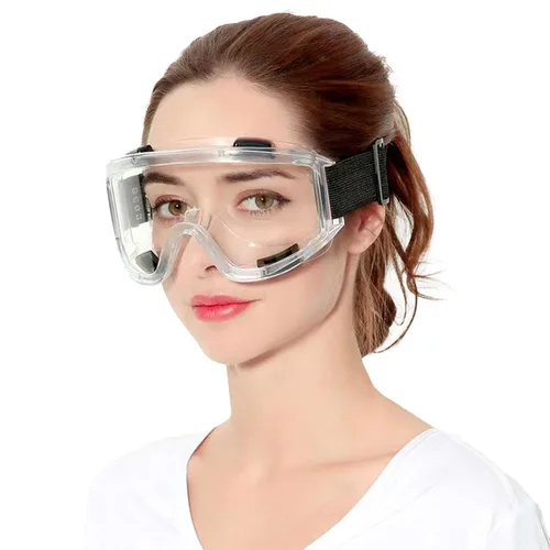 Gafas de seguridad protectoras antivaho con lente transparente | Visión amplia con diadema elástica ajustable perfecta para senderismo, surf, gafas