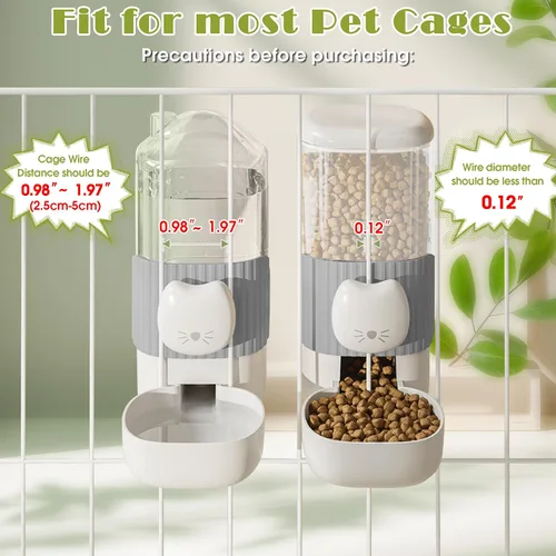 Miniatura 5 de Dispensador automático de alimentos y agua para gatos, 34 onzas, juego de alimentador automático de gravedad para mascotas, comedero para gatos