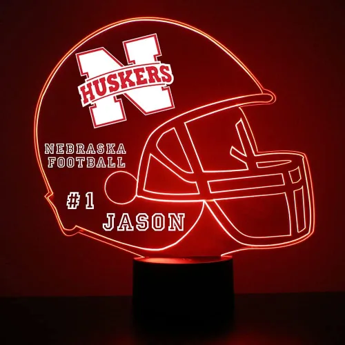Miniatura 15 de Lámpara nocturna con señal LED personalizada de casco de fútbol de la Universidad de Alabama Crimson Tide con nombre o imagen personalizada