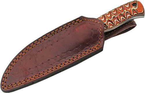 Miniatura 6 de Szco Supplies Cuchillo de caza exótico de madera torcida naranja de 8 pulgadas con funda