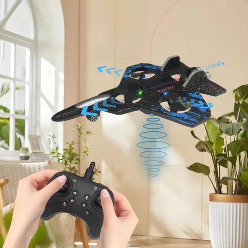 Miniatura 5 de Avión RC para niños y principiantes, dron de espuma de 2.4 GHz, control remoto, avión, juguete volador al aire libre, resistente a las caídas de Azul