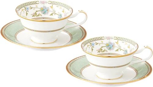 Miniatura 9 de Noritake Juego de platos de porcelana de hueso Yoshino para té y café verde rosa Y6988/998307 (importación de Japón)