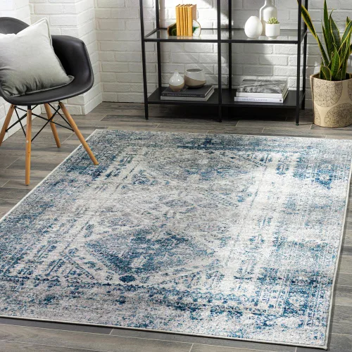 Artistic Weavers Desta - Alfombra vintage y oriental, 6.7 pies x 9.7 pies, color azul y blanco Azul/Blanco