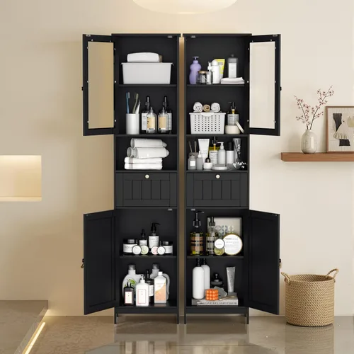 Miniatura 9 de INTERGREAT 67" Tall Bathroom Cabinet, Storage Cabinet with 2 Doors & 1 Drawer, Bathroom Storage Cabinets with Adjustable Shelves, for Living Room