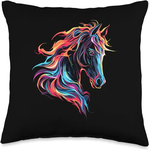 Horse Related Gifts For Girls Western Graphic Cojín para equitación ecuestre para mujeres y niñas, 16 x 16 pulgadas, multicolor