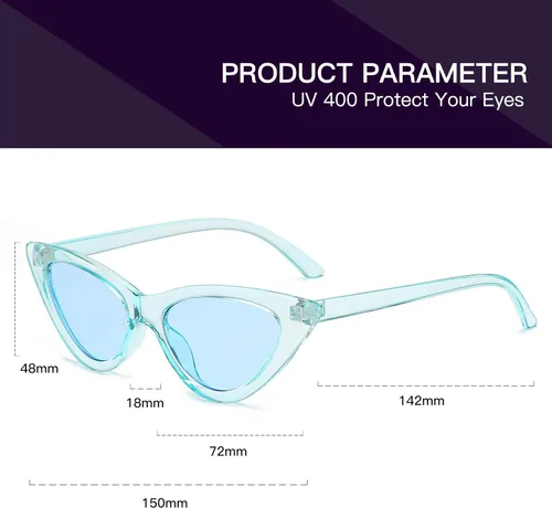 Miniatura 2 de Lentes de sol retro para mujer, con marco de plástico y diseño con estilo ojo de gato YOSHYA