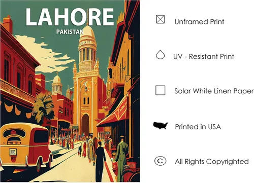 Miniatura 7 de Lahore - Póster impreso artístico, decoración de pintura de pared de Pakistán, arte de Oriente Medio, arte para decoración del hogar, obra de arte