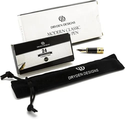 Miniatura 6 de Dryden Designs Pluma estilográfica, punta media y fina, incluye 24 cartuchos de tinta y convertidor de recarga de tinta, bolígrafo de caligrafía