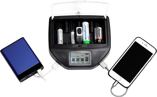 Cargador de batería inteligente universal para pilas AA AAA C D 9V Li-on Ni-MH Ni-Cd recargables para el hogar, más dos puertos USB para teléfonos