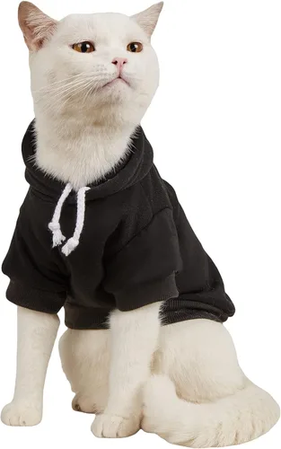 QWINEE Sudadera Básica con Capucha para Perro Suéter para Cachorro Disfraces Cálidos para Gato Ropa para Mascotas para Chihuahua Cachorro Gatito