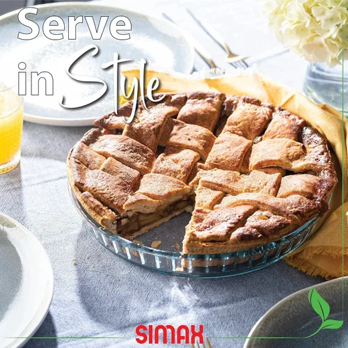 Miniatura 4 de Simax Bandeja para pastel de vidrio, Plato redondo de 11 pulgadas, Plato para hornear de vidrio, Soporte para pastel estriado, Bandeja segura