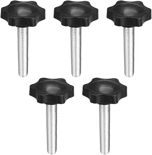 Miniatura 13 de uxcell Perillas de tornillo de sujeción con abrazadera Pomo de estrella M4 x 0.630 in rosca macho 5 piezas