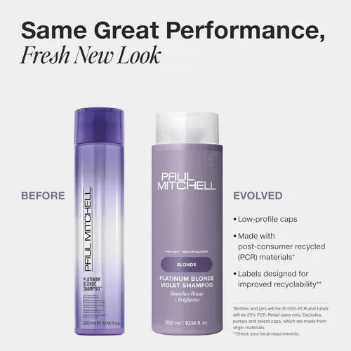 Miniatura 2 de Paul Mitchell Platinum Blonde Violet Shampoo, Banishes Brass + Brightens, Ideal for Light to Medium Blonde, Silver, Gray or White Hair
