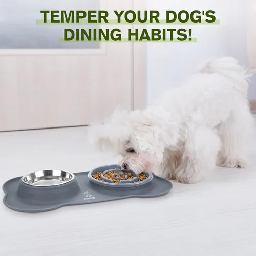 Miniatura 9 de Pecute Comedero Lento para Perros para Ralentizar la Alimentación, Tazón para Perros con Alimentador Lento sin Derrame con Alfombrilla de Silicona