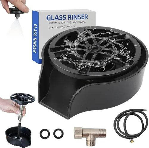 Petyoung Enjuagadora de vidrio para fregadero de cocina, enjuague de vidrio giratorio de 360 grados con cabezal rociador extraíble, lavadora de