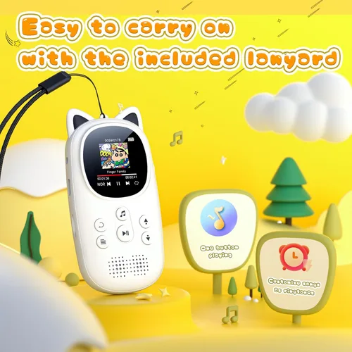 Miniatura 4 de Reproductor de MP3 para niños, reproductor de MP3 Bluetooth 5.0 de 32 GB, reproductor de música infantil con radio FM, altavoz, grabadora de voz