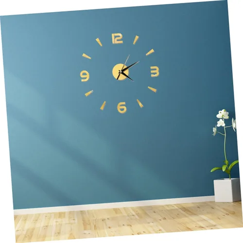 Miniatura 5 de IMIKEYA Reloj de pared sin marco, reloj de pared dorado, pegatinas de espejo, sin marco, reloj de pared, reloj acrílico, mural, hogar, reloj