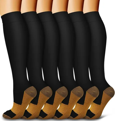 Miniatura 69 de 6 Pack Copper Compression Socks for Women and Men Circulation-Best Support for Medical, Running,Nursing,Athletic