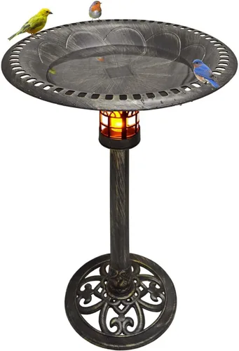 Miniatura 10 de Westcharm Bebedero para Pájaros de 29 Pulgadas, Ligero, de Resina Poli Verde Verdigris para Exteriores con Pájaros Decorativos y Base de Pedestal