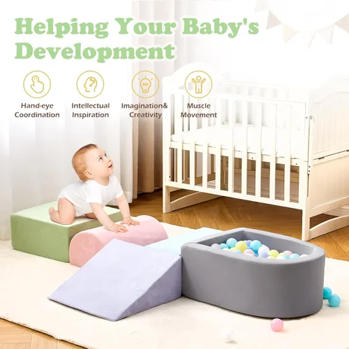 Miniatura 9 de Juguetes de escalada para niños pequeños, bloques de espuma para escalar con foso de bolas para bebé, juego de escalada suave para niños pequeños