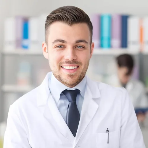 Miniatura 6 de NY Threads Abrigo de laboratorio profesional para hombres, abrigo médico largo de polialgodón de manga completa